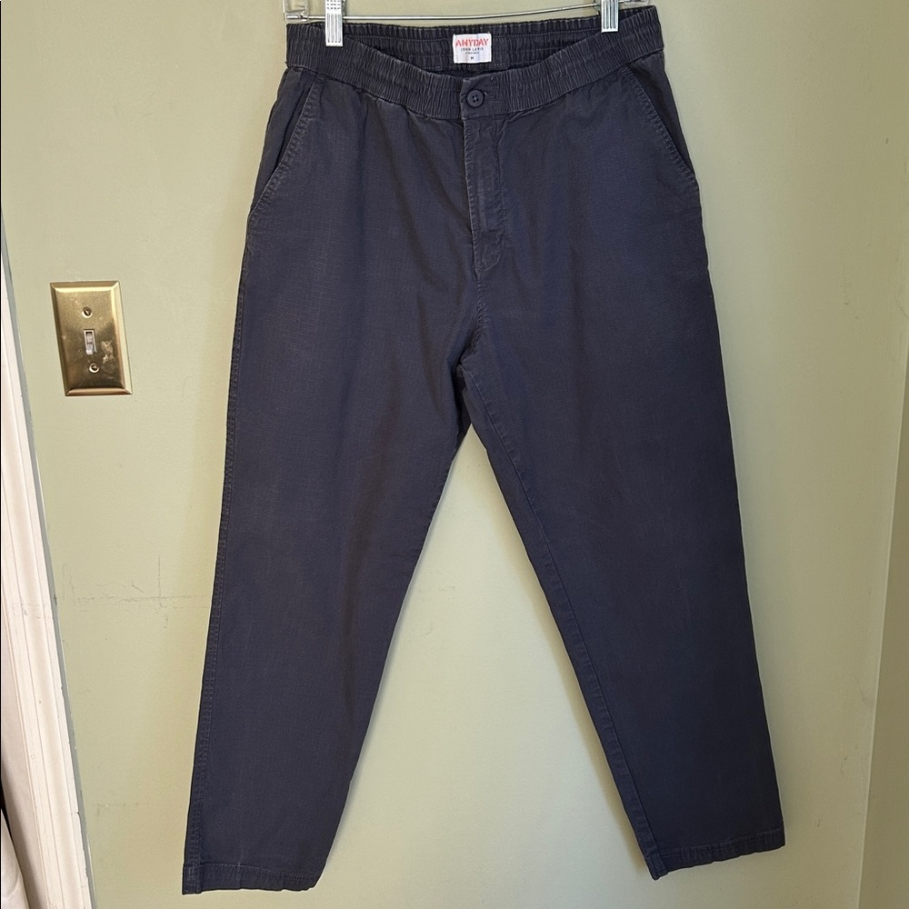 Anyday by John Lewis grey cotton pants. Elastic waist w/tie, front pockets